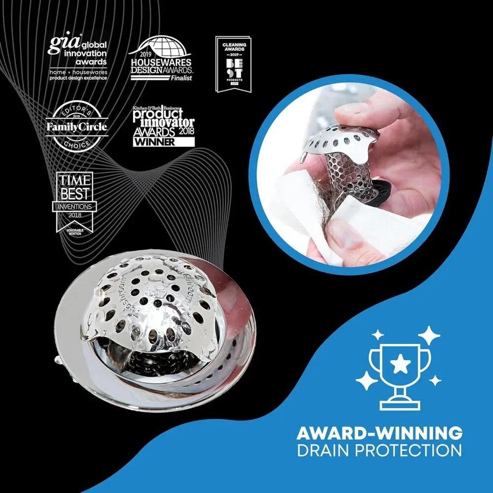 TubShroom Ultra Stainless Steel Hair Catcher Drain Protector with Stopper